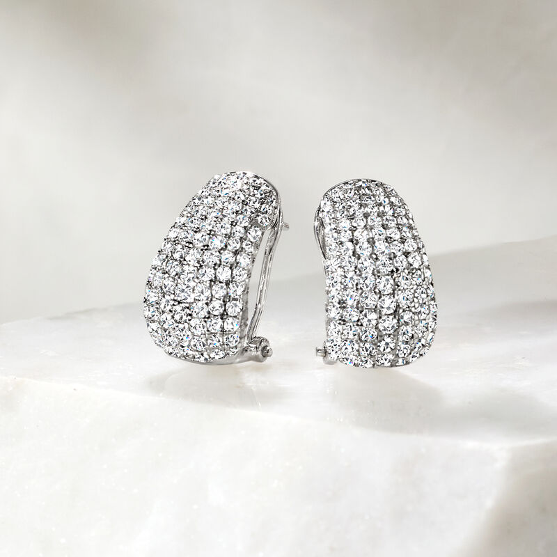 3.00 ct. t.w. Pave Diamond Earrings in 14kt White Gold image number 4