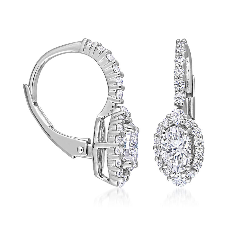 1.45 ct. t.w. Moissanite Halo Earrings in Sterling Silver image number 1