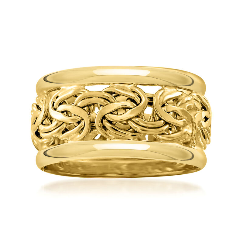 18kt Yellow Gold Wide Byzantine Ring image number 0