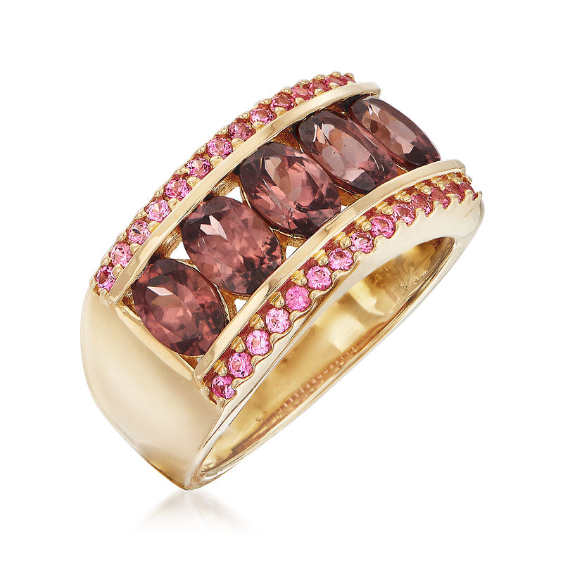 3.90 ct. t.w. Pink Zircon and .30 ct. t.w. Pink Sapphire Ring in 14kt Yellow Gold image number 2