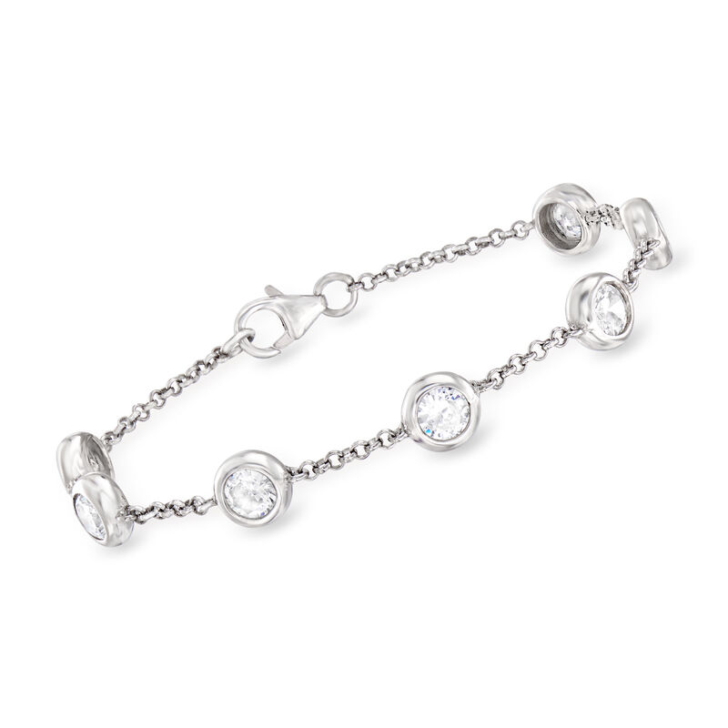8.29 ct. t.w. CZ Jewelry Set: Station Bracelet, Stud and Leverback Drop Earrings in Sterling Silver image number 2
