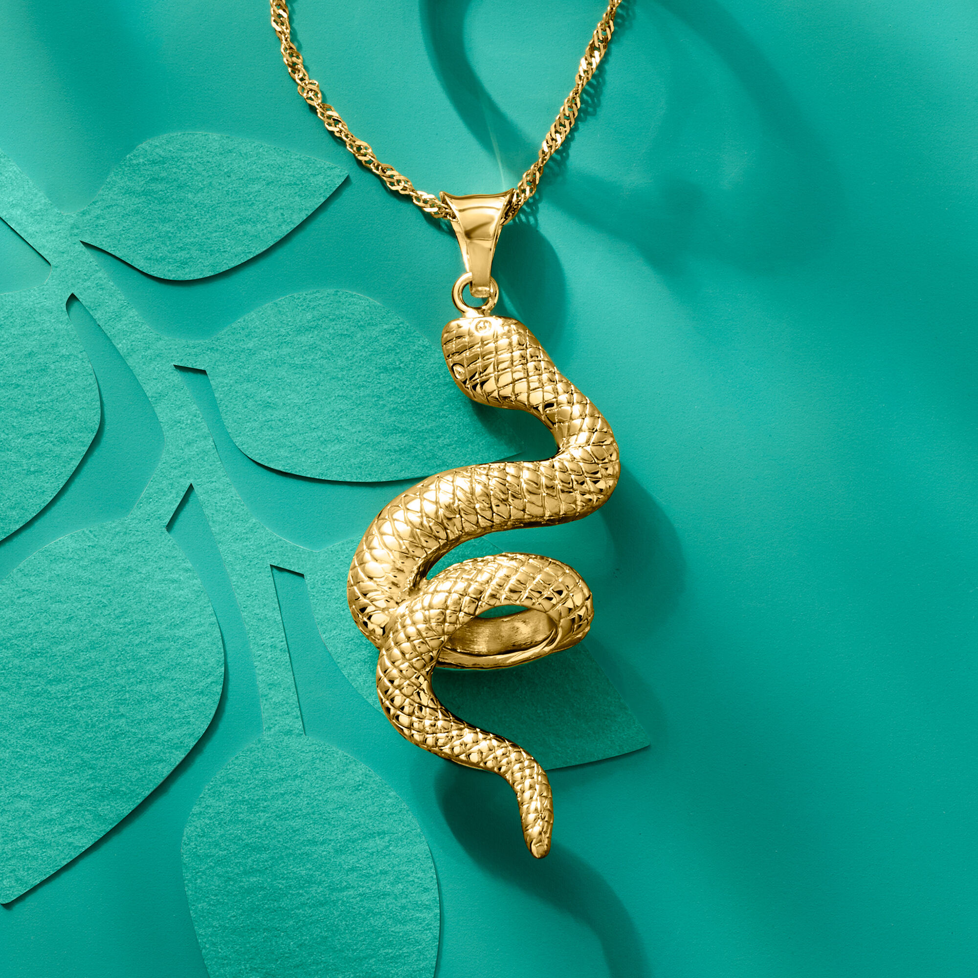 Italian 18kt Yellow Gold Coiled Snake Pendant | Ross Simons