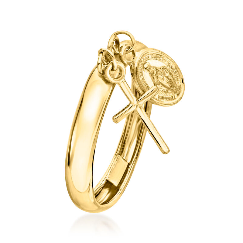 Italian 14kt Yellow Gold Religious Charm Ring image number 2