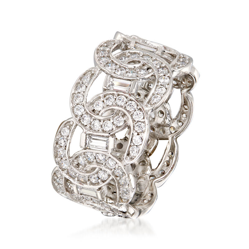 3.19 ct. t.w. CZ Link-Style Eternity Band in Sterling Silver image number 2