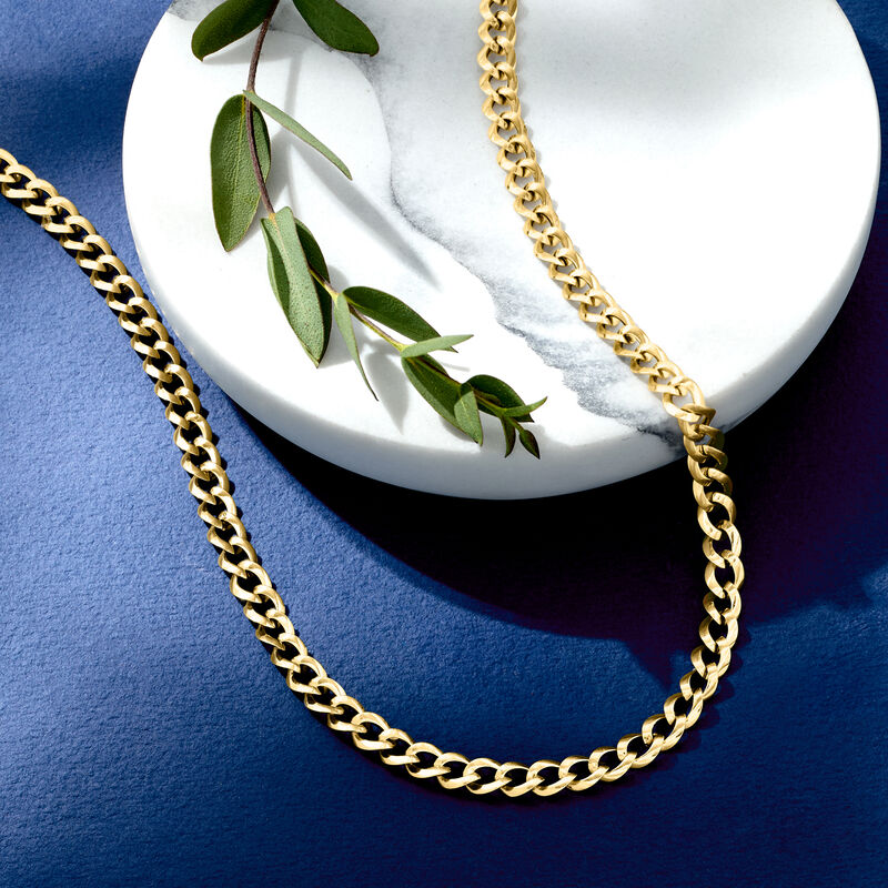 Italian 6mm 18kt Yellow Gold Curb-Link Necklace image number 3