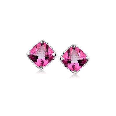C. 1990 Vintage 19.00 ct. t.w. Pink Tourmaline Earrings in 14kt White Gold