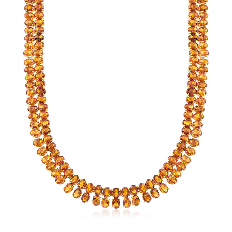 C. 1970 Vintage 98.00 ct. t.w. Citrine Necklace in 18kt Yellow Gold image number 0