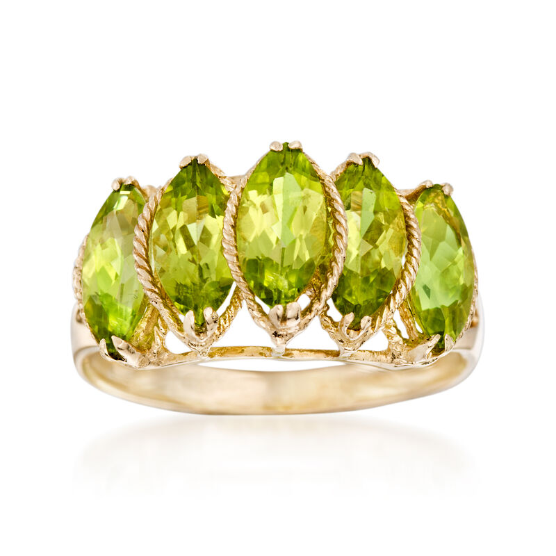 2.80 ct. t.w. Marquise Peridot Five-Stone Ring in 14kt Yellow Gold image number 0
