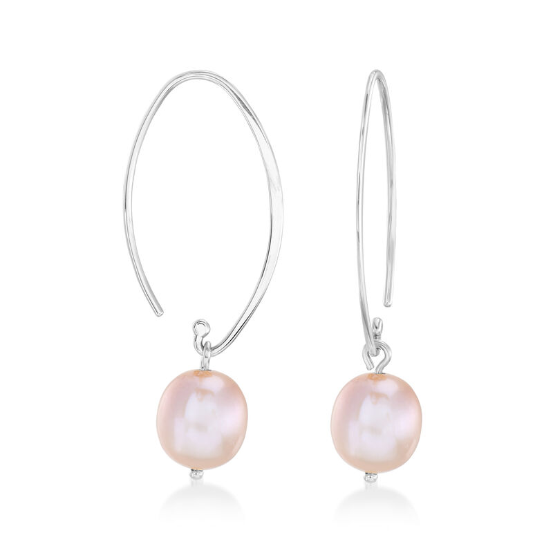 10x8mm Multicolored Cultured Pearl Interchangeable Drop Earrings in Sterling Silver image number 2