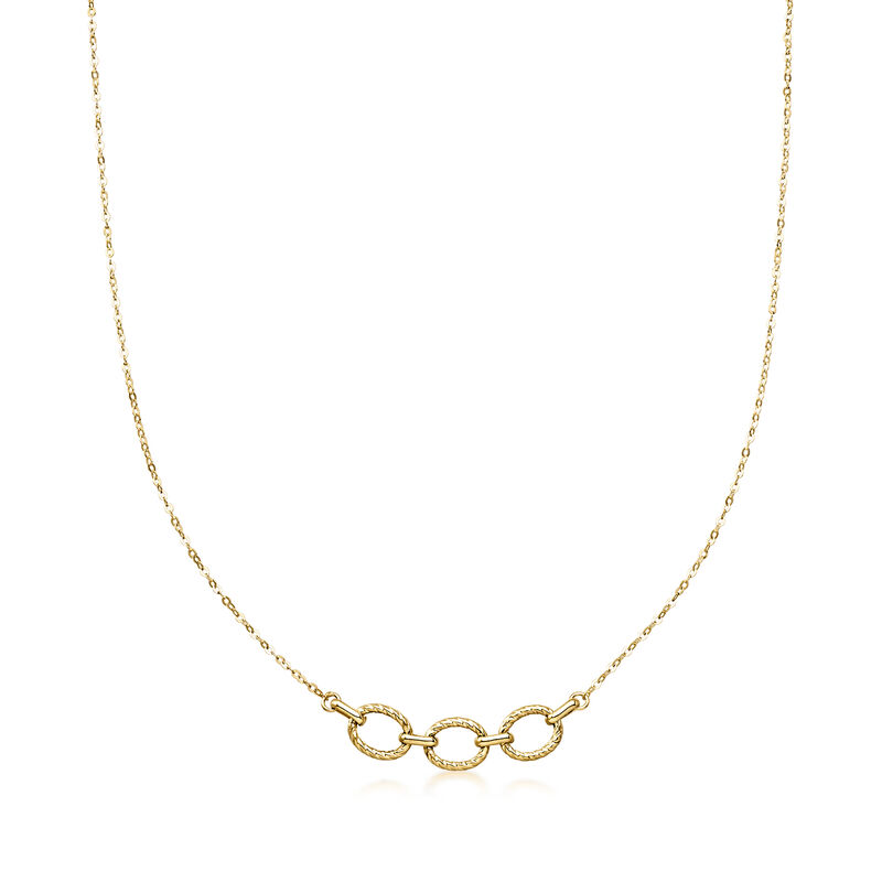 Italian 10kt Yellow Gold Twisted Paper Clip Link Trio Necklace. 18" image number 1