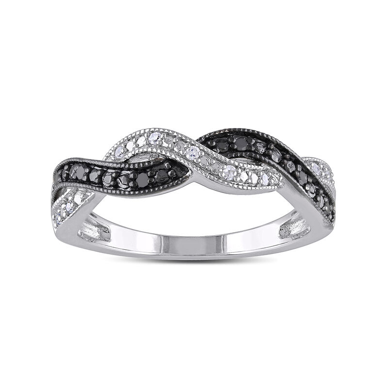 .10 ct. t.w. Black and White Diamond Braid Ring in Sterling Silver image number 0