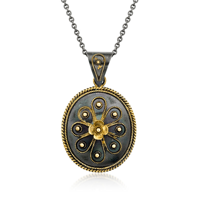 C. 2010 Castellani Sterling Silver and 18kt Yellow Gold Pendant Necklace. 18" image number 0