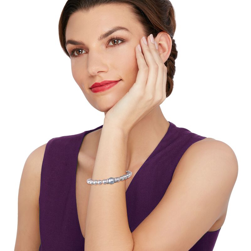 Mikimoto &quot;Everyday&quot; 7-7.5mm a Akoya and 10mm A+ South Sea Pearl Bracelet with .40 ct. t.w. Diamonds in 18kt White Gold image number 1