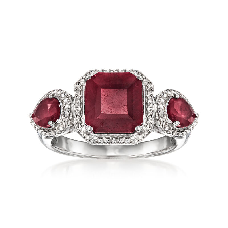 3.40 ct. t.w. Ruby Ring in Sterling Silver image number 0