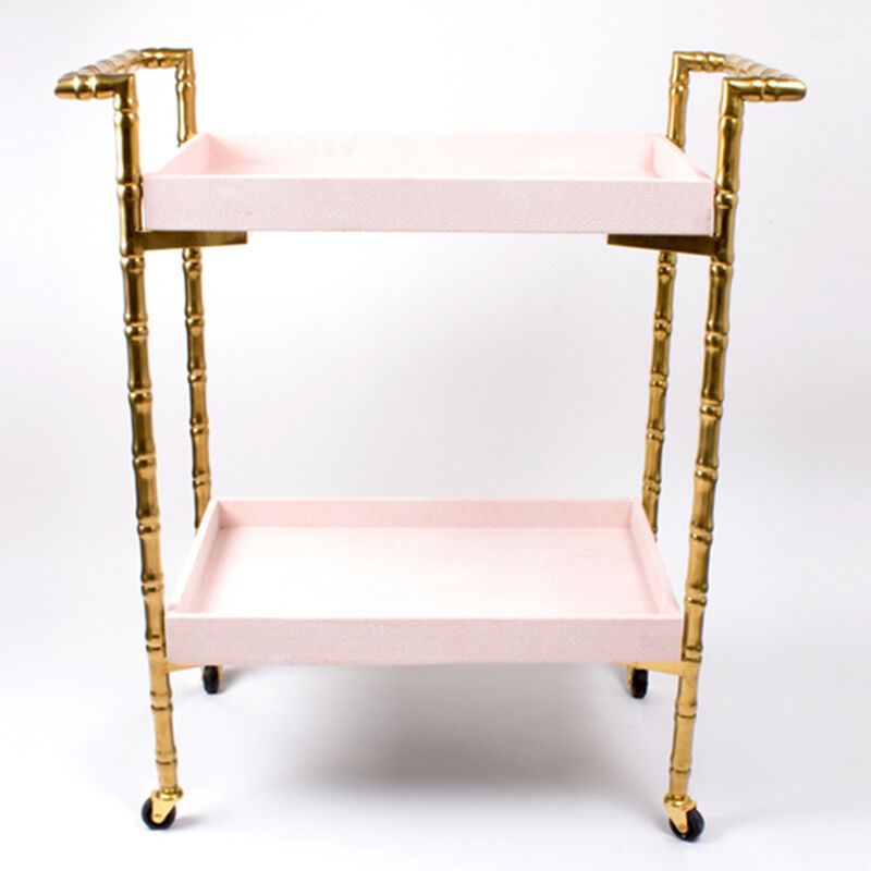 Blush Pink and Gold Bamboo Bar Cart image number 0