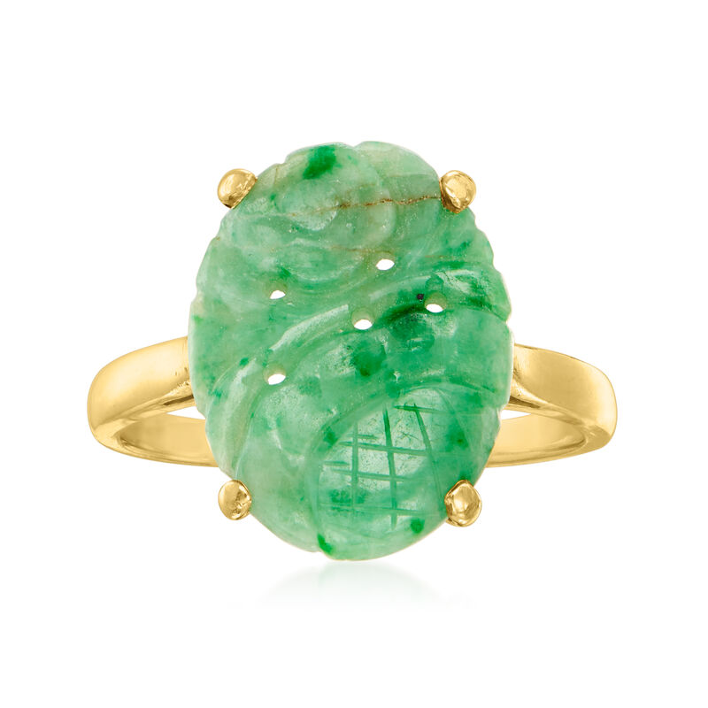 C. 1960 Vintage Jade Ring in 14kt Yellow Gold image number 0