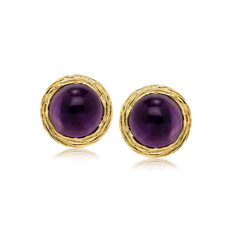 C. 1980 Vintage 22.00 ct. t.w. Amethyst Earrings in 14kt Yellow Gold image number 0