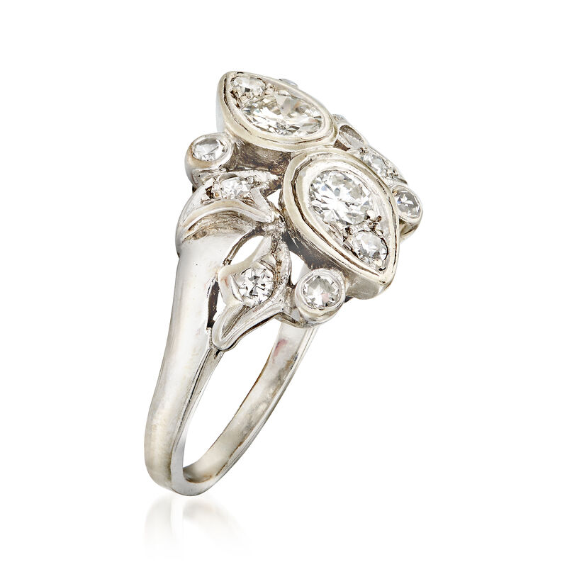 C. 1960 Vintage .90 ct. t.w. Diamond Cluster Ring in 14kt White Gold image number 2