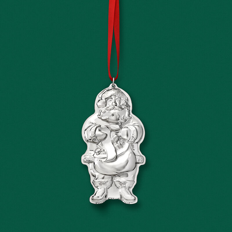Wallace 2019 Annual Sterling Silver Santa Ornament - 3rd Edition image number 1