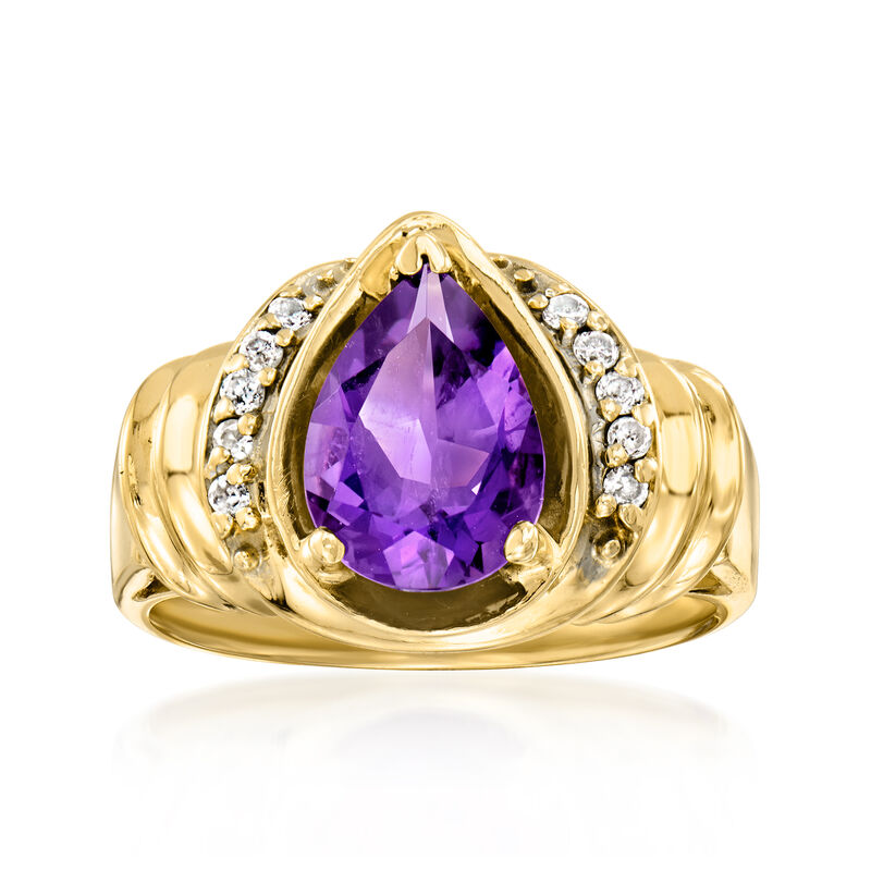 C. 1990 Vintage 2.50 Carat Amethyst Ring with .15 ct. t.w. Diamonds in 14kt Yellow Gold. Size 7 image number 0