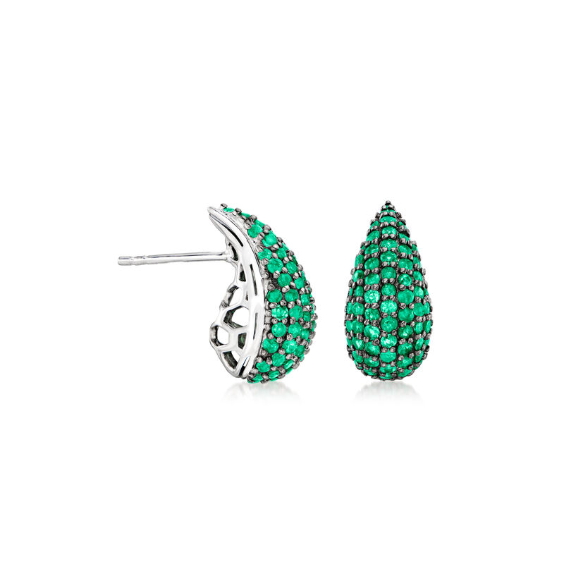 1.60 ct. t.w. Emerald Teardrop Earrings in Sterling Silver  image number 0