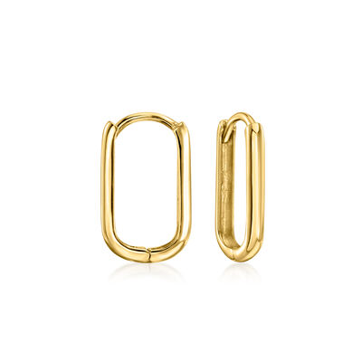 14kt Yellow Gold Paper Clip Link Hoop Earrings