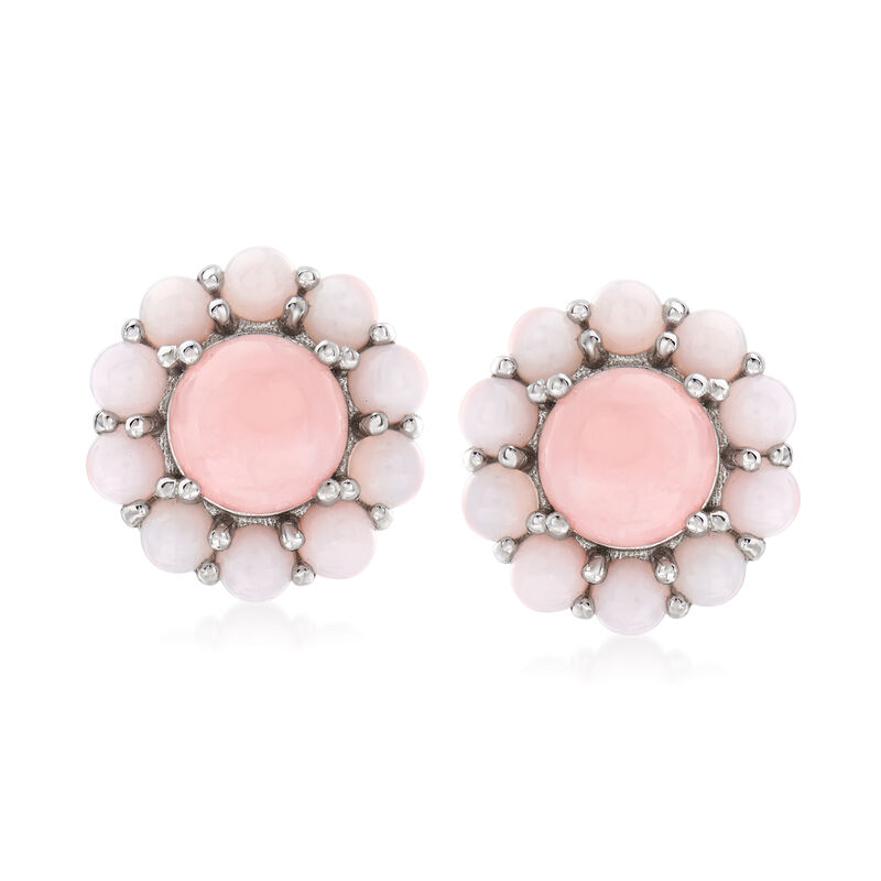 Pink Opal Earrings in Sterling Silver image number 0