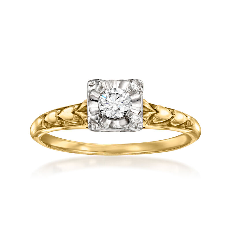 C. 1950 Vintage .15 Carat Diamond Ring in 14kt Two-Tone Gold image number 0