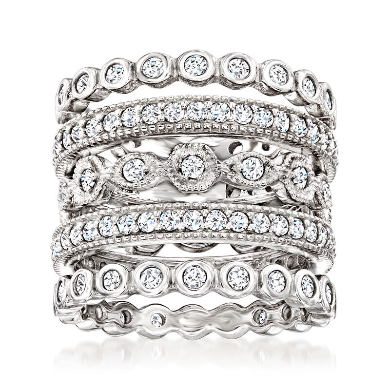 2.50 ct. t.w. CZ Jewelry Set: Five Eternity Bands in Sterling Silver image number 0