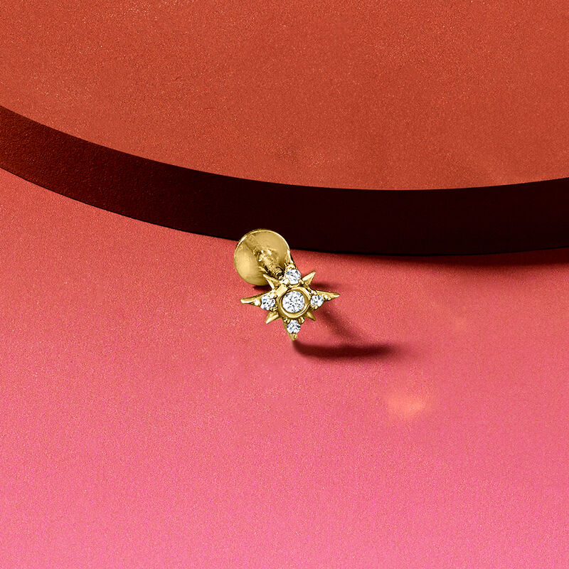 Diamond Star Single Flat-Back Stud Earring in 14kt Yellow Gold  image number 3