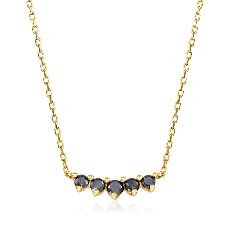 .15 ct. t.w. Black Diamond Curved Bar Necklace in 14kt Yellow Gold. 16" image number 0