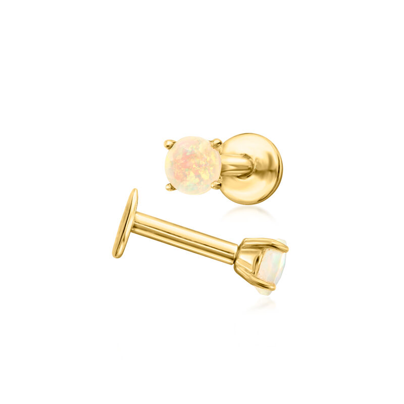 Opal Flat-Back Earrings in 14kt Yellow Gold image number 4