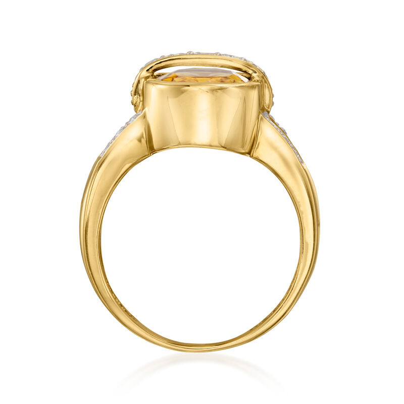 C. 1980 Vintage 3.65 Carat Citrine and .19 ct. t.w. Diamond Ring in 14kt Yellow Gold. Size 6.75 image number 3