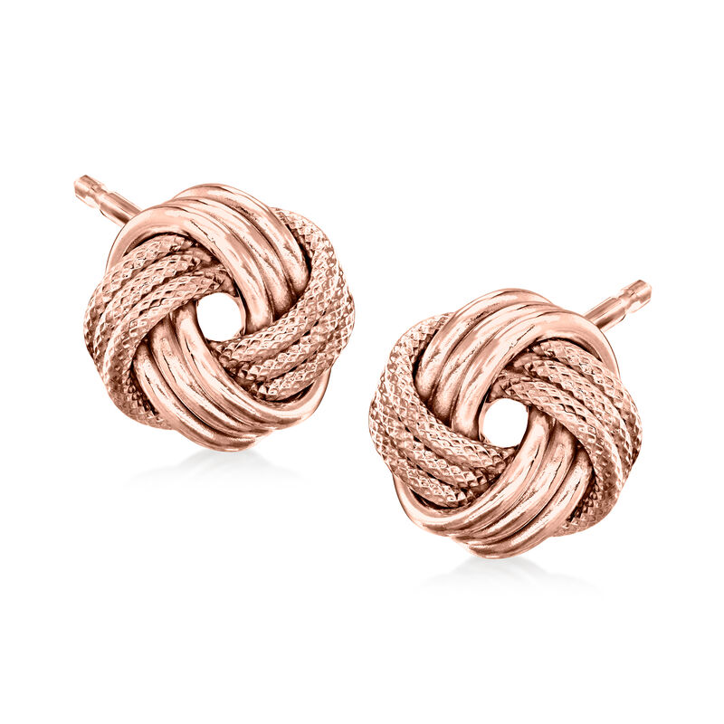 Italian 14kt Rose Gold Love Knot Earrings image number 0