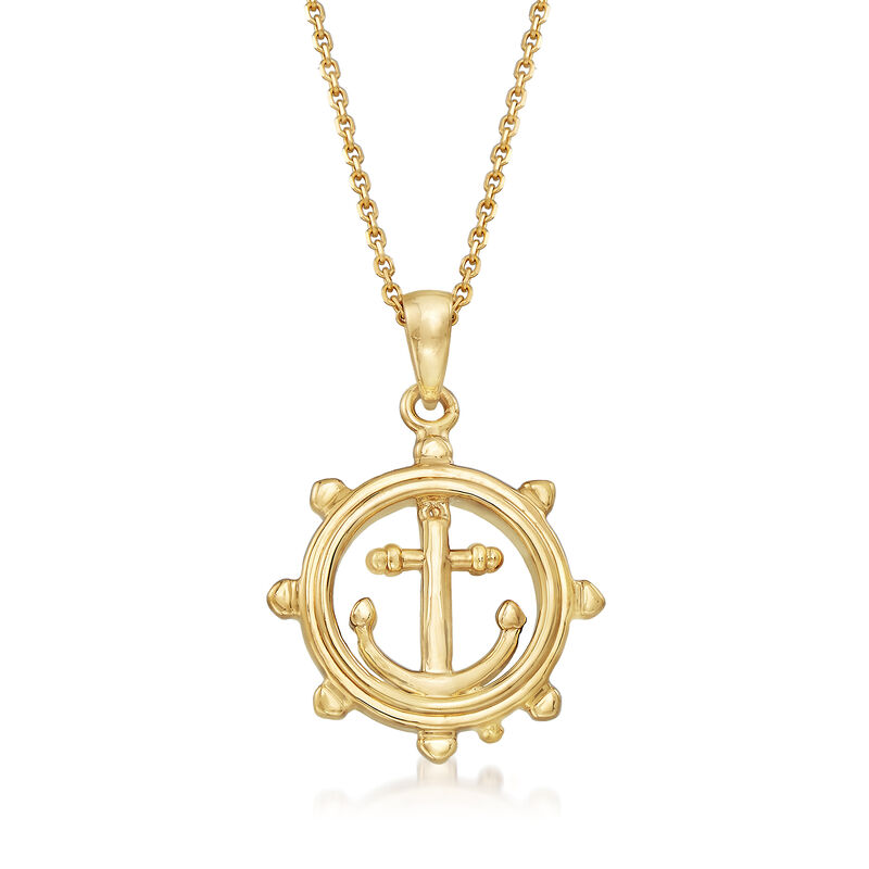 14kt Yellow Gold Boat Helm Pendant Necklace. 20&quot; image number 0