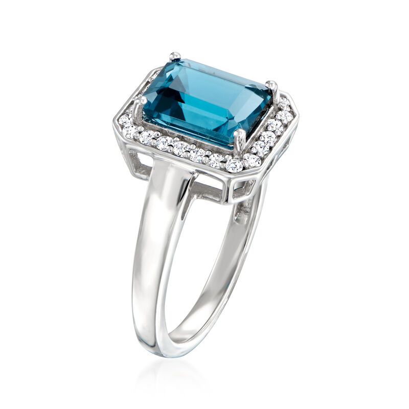 2.60 Carat London Blue Topaz Ring with .25 ct. t.w. Lab-Grown Diamonds in Sterling Silver image number 2