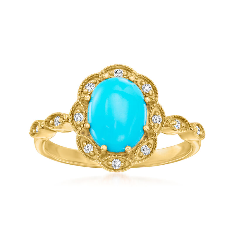 Turquoise and Diamond-Accented Ring in 14kt Yellow Gold image number 0