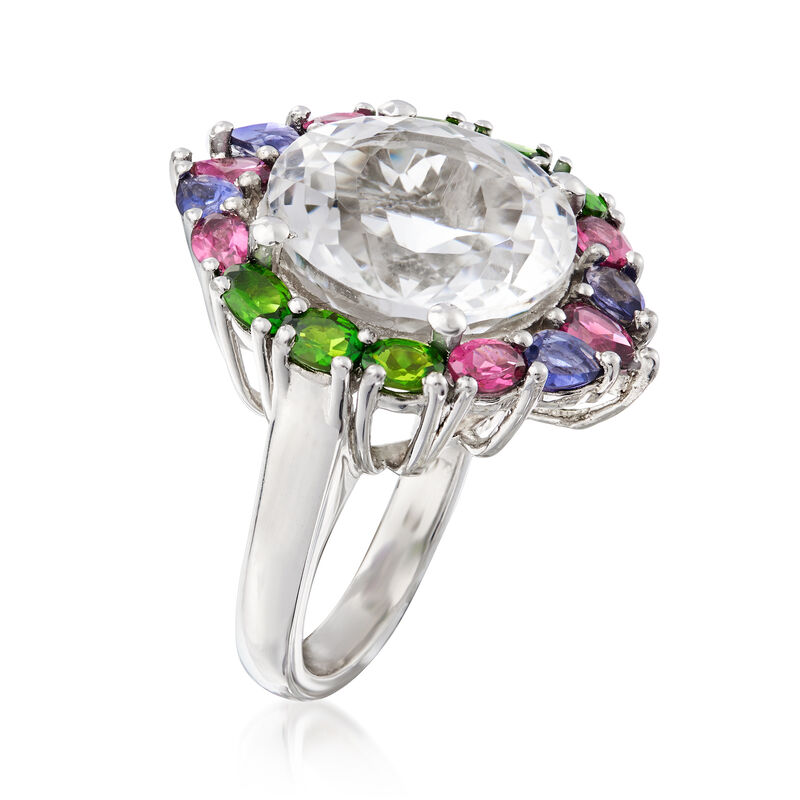 Rock Crystal and 2.70 ct. t.w. Multi-Gemstone Ring in Sterling Silver image number 2