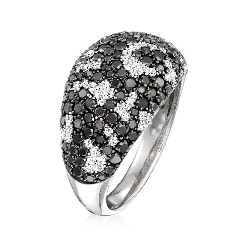 C. 2000 Vintage Effy 1.65 ct. t.w. Black and White Diamond Dome Ring in 14kt White Gold image number 2