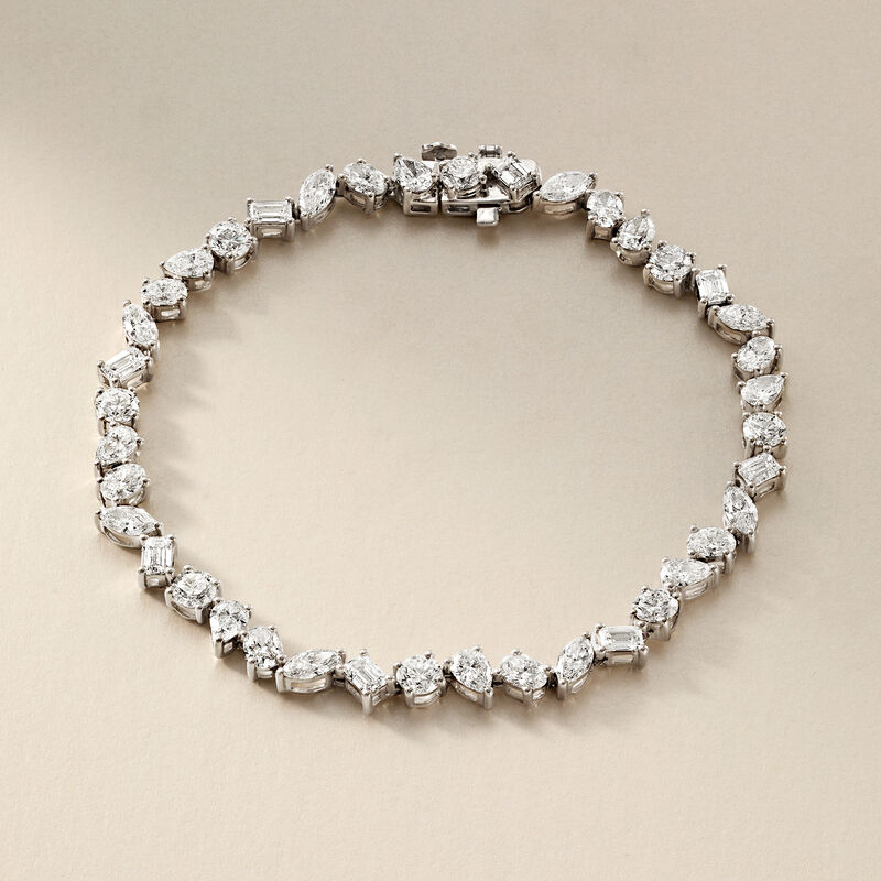 8.00 ct. t.w. Multi-Shaped Lab-Grown Diamond Tennis Bracelet in 14kt White Gold. 8" image number 4