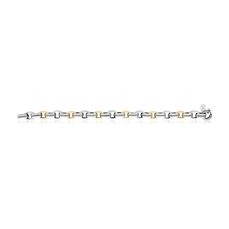 Phillip Gavriel Men's Sterling Silver and 18kt Yellow Gold Oval and Rolo-Link Bracelet. 8.5&quot; image number 1
