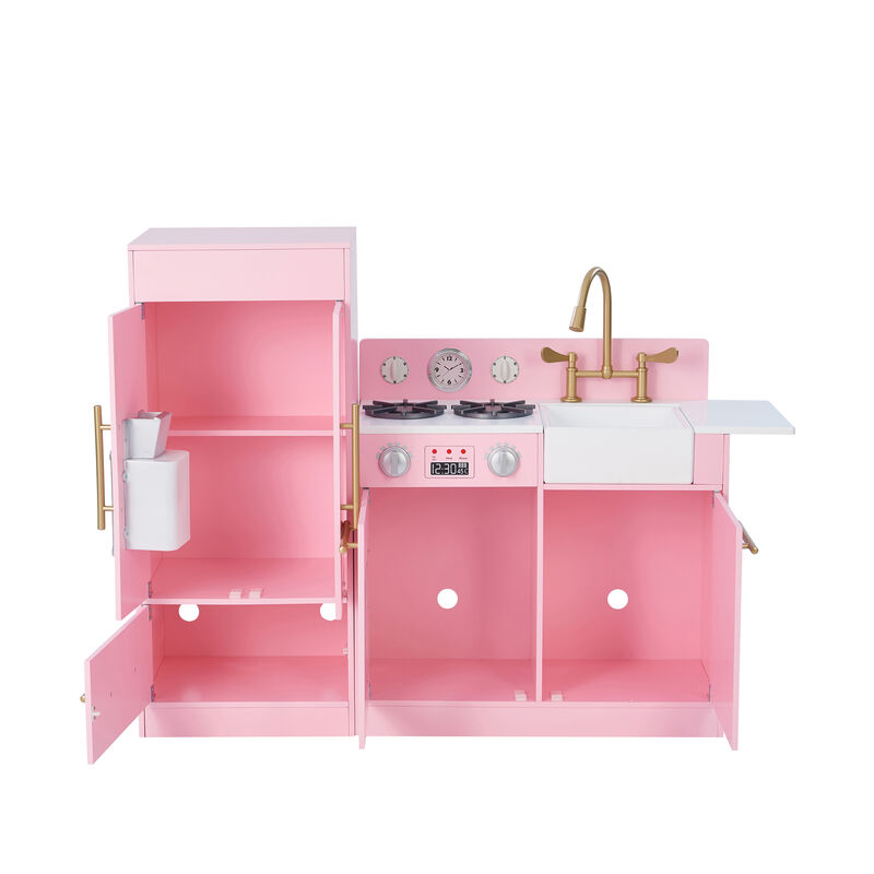 Teamson Kids &quot;Little Chef&quot; Chelsea Modern Play Kitchen in Pink and Gold image number 2