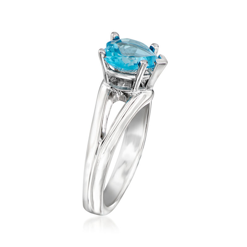 3.30 Carat Swiss Blue Topaz Heart Ring in Sterling Silver image number 2