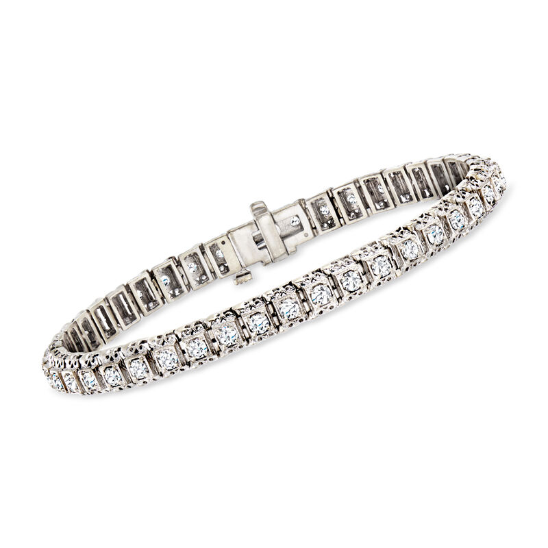 C. 1990 Vintage 2.70 ct. t.w. Diamond Tennis Bracelet in 14kt White Gold. 7.5&quot; image number 0