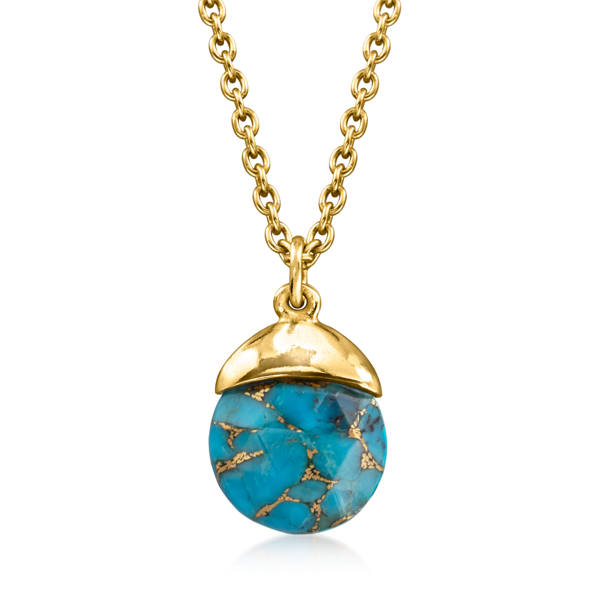 Turquoise Jewelry Set: Drop Earrings and Necklace in 18kt