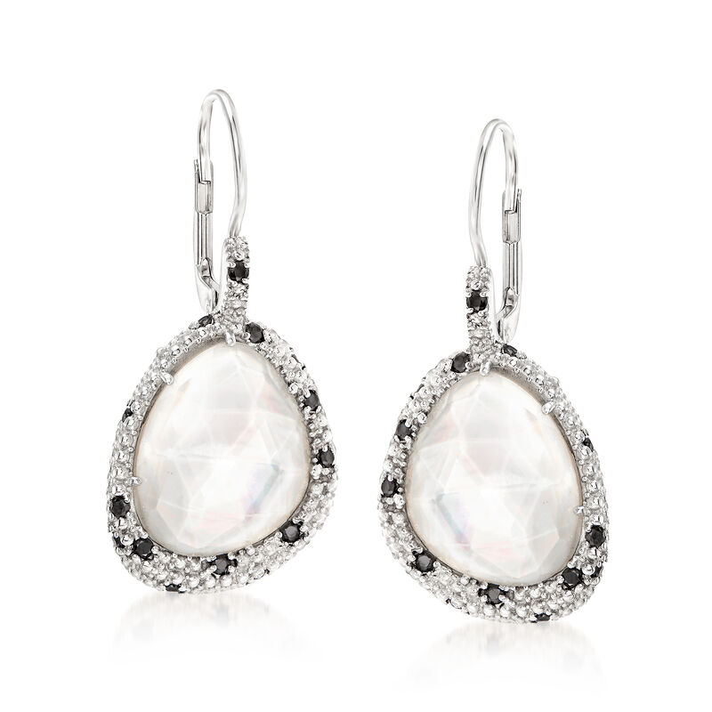 Phillip Gavriel &quot;Popcorn&quot; Mother-Of-Pearl and Rock Crystal Quartz Drop Earrings with .30 ct. t.w. Black Spinel in Sterling Silver image number 0