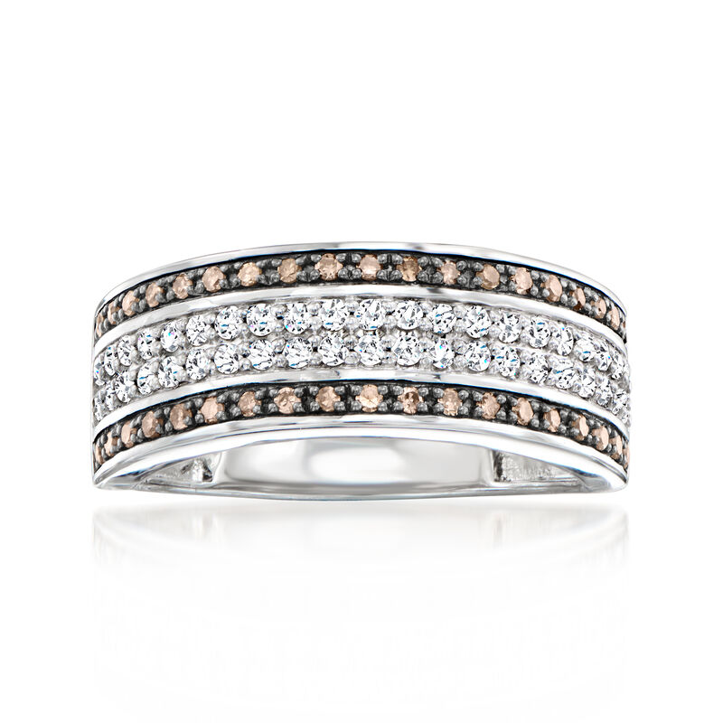 .50 ct. t.w. White and Brown Diamond Multi-Row Ring in Sterling Silver image number 0
