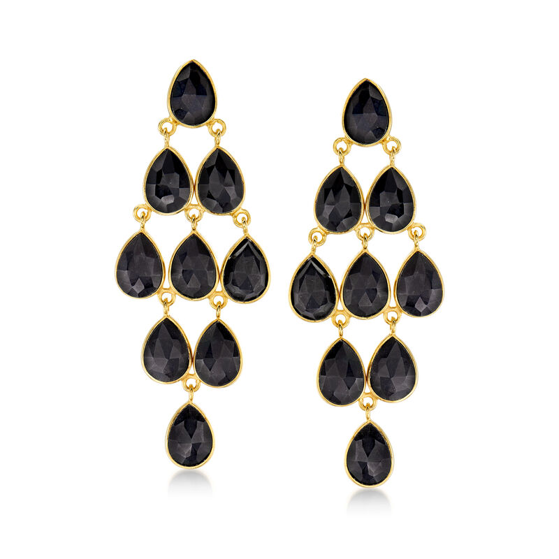 Black Onyx Chandelier Earrings in 18kt Gold Over Sterling image number 0