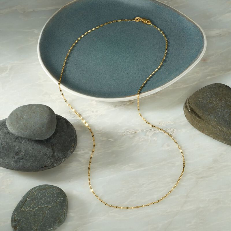 Italian 1mm 18kt Yellow Gold Lumachina Chain Necklace image number 2