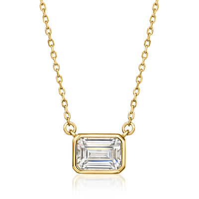 1.20 Carat Emerald-Cut CZ Necklace in 18kt Gold Over Sterling